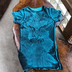 Sinful blue and black blind love t-shirt